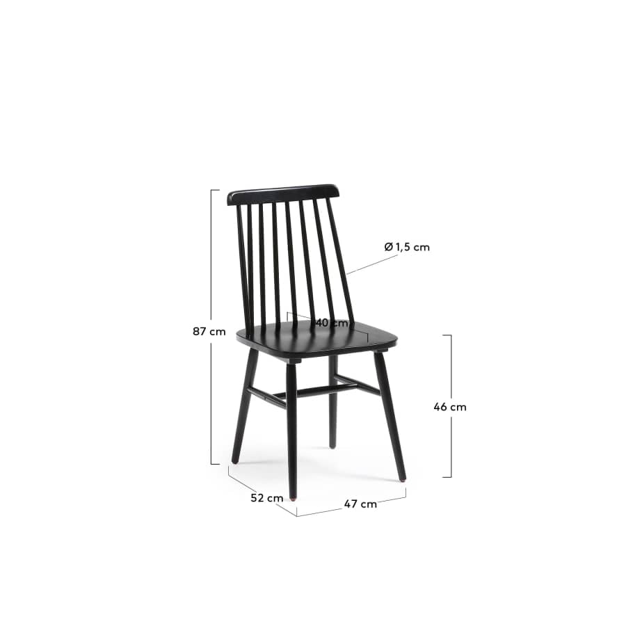 Tressia MDF and solid rubber wood chair with black lacquer