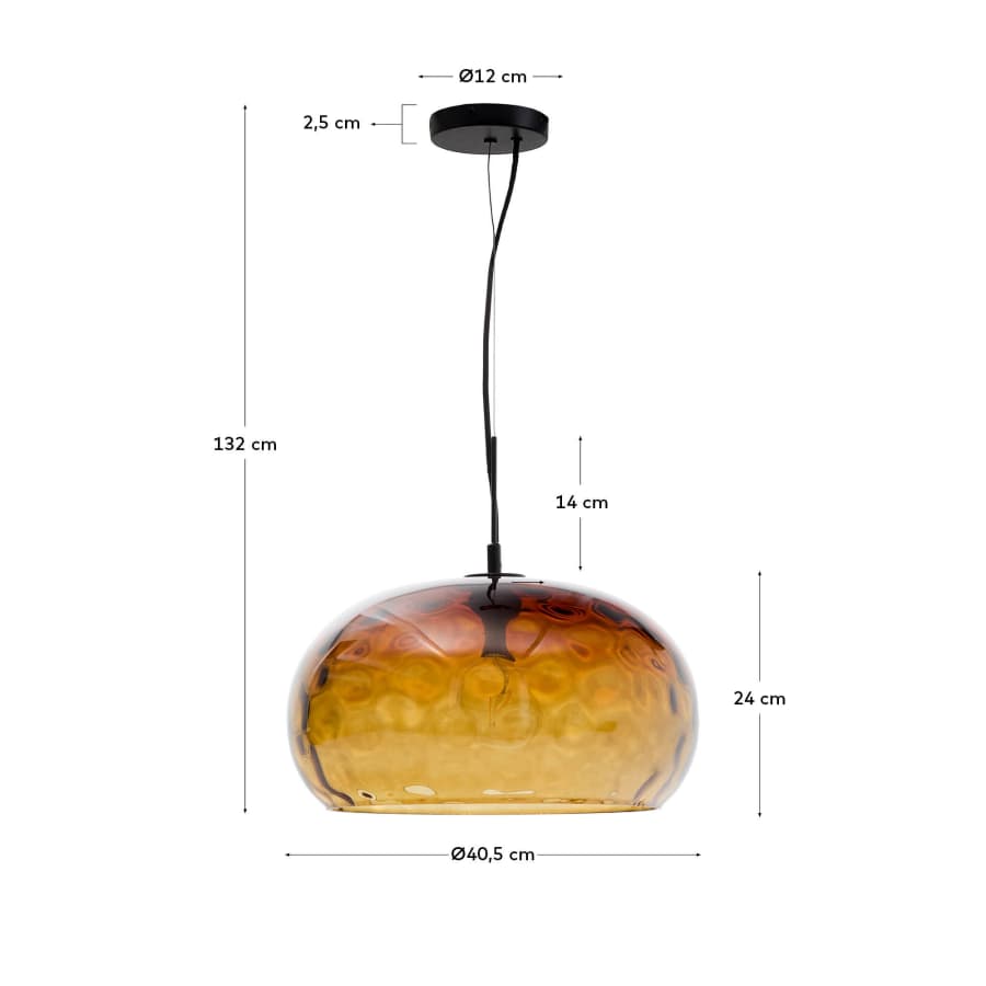 Balma brown glass ceiling lamp, Ø 40 cm
