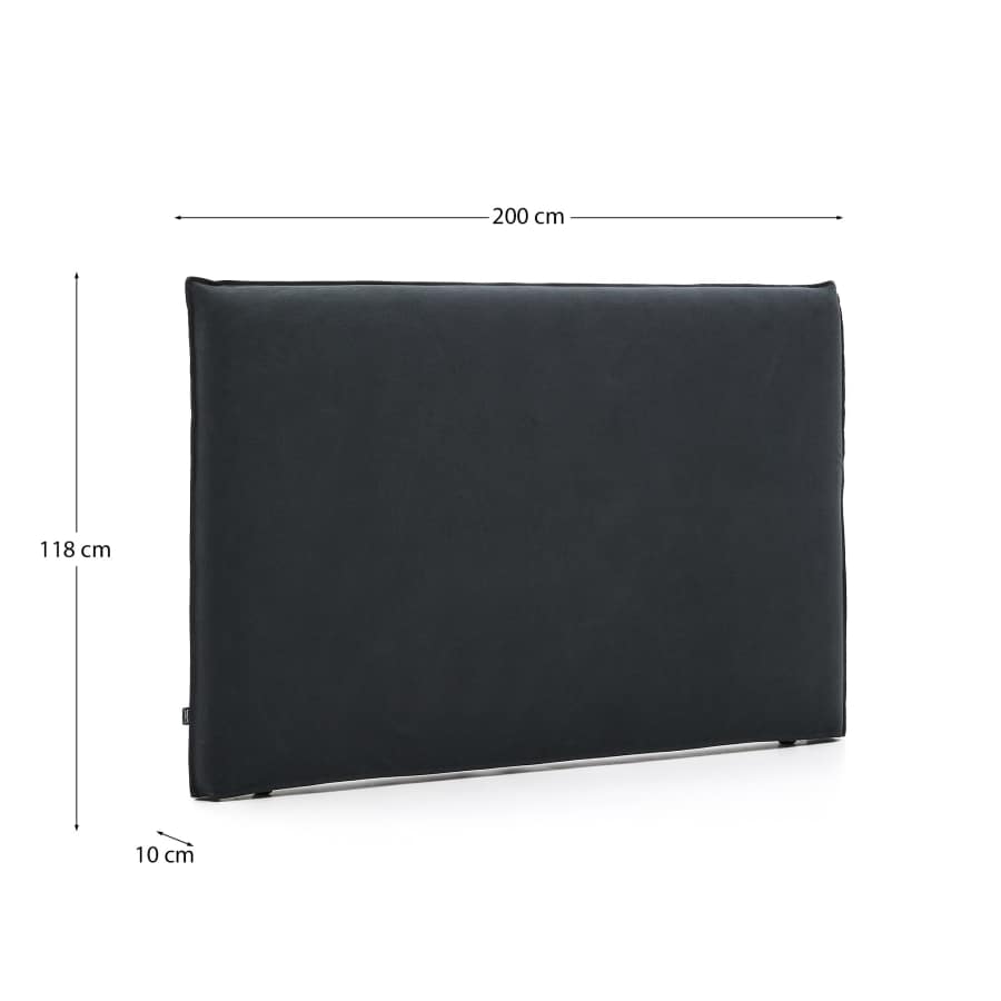 Anthracite grey linen and cotton Jaira headboard with removable cover for a 180 cm FSC Mix Credit bed