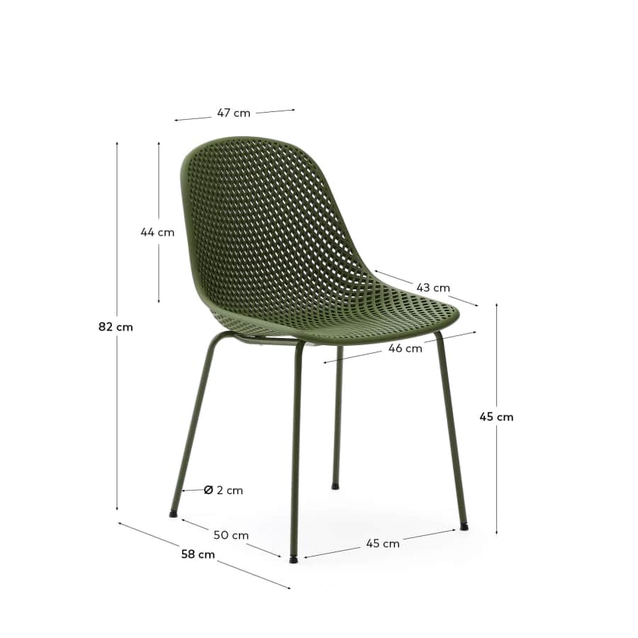 Quinby outdoor chair with green steel legs