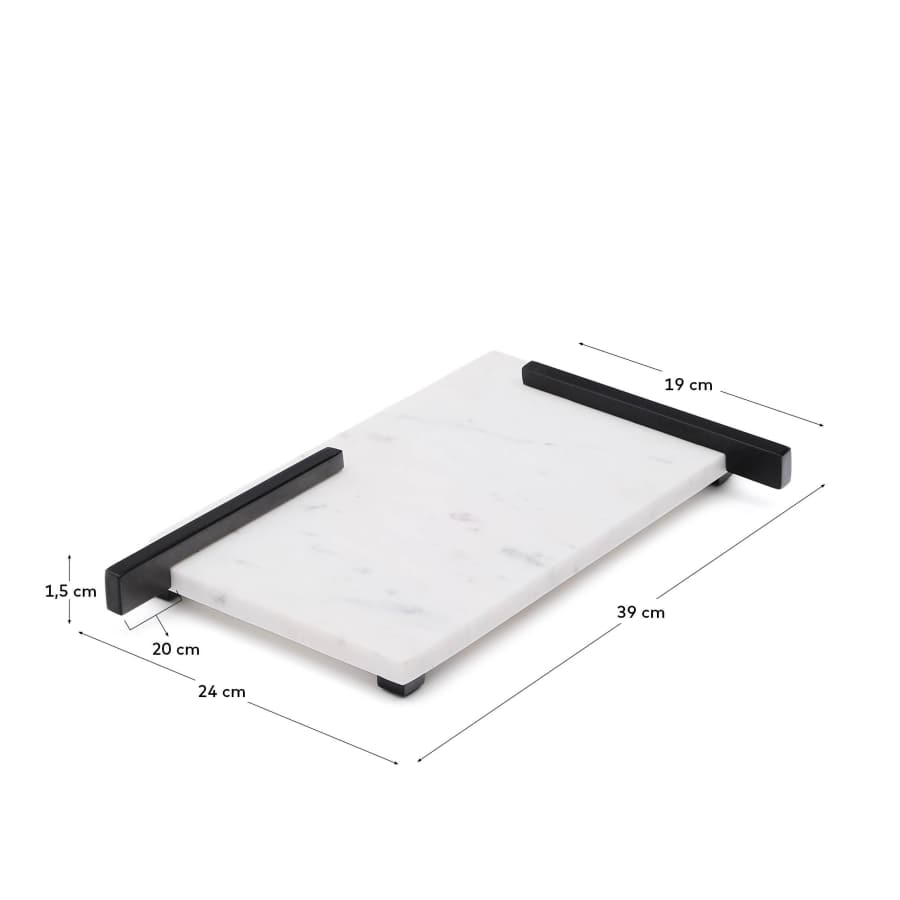 Vira serving board in white marble and black metal