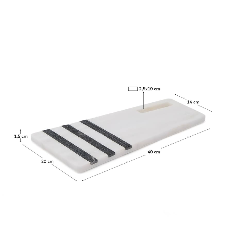 Nira large serving board in black and white marble