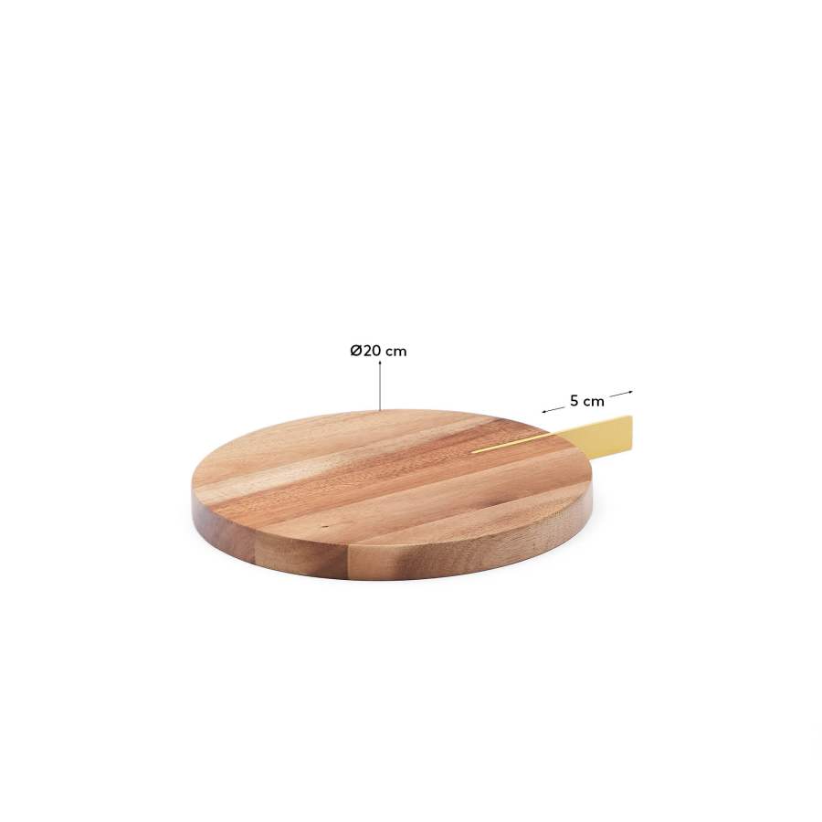 Zairin serving board in FSC 100% acacia wood and yellow metal