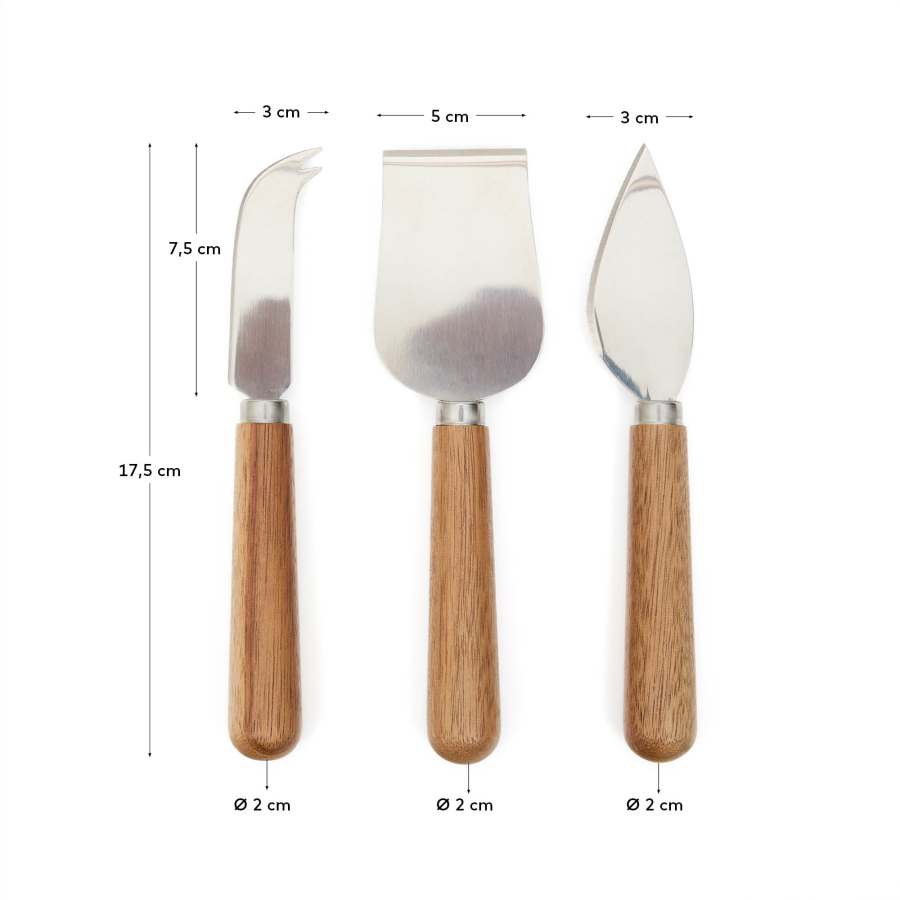 Nukha cheese cutlery set of 3 in FSC 100% acacia wood