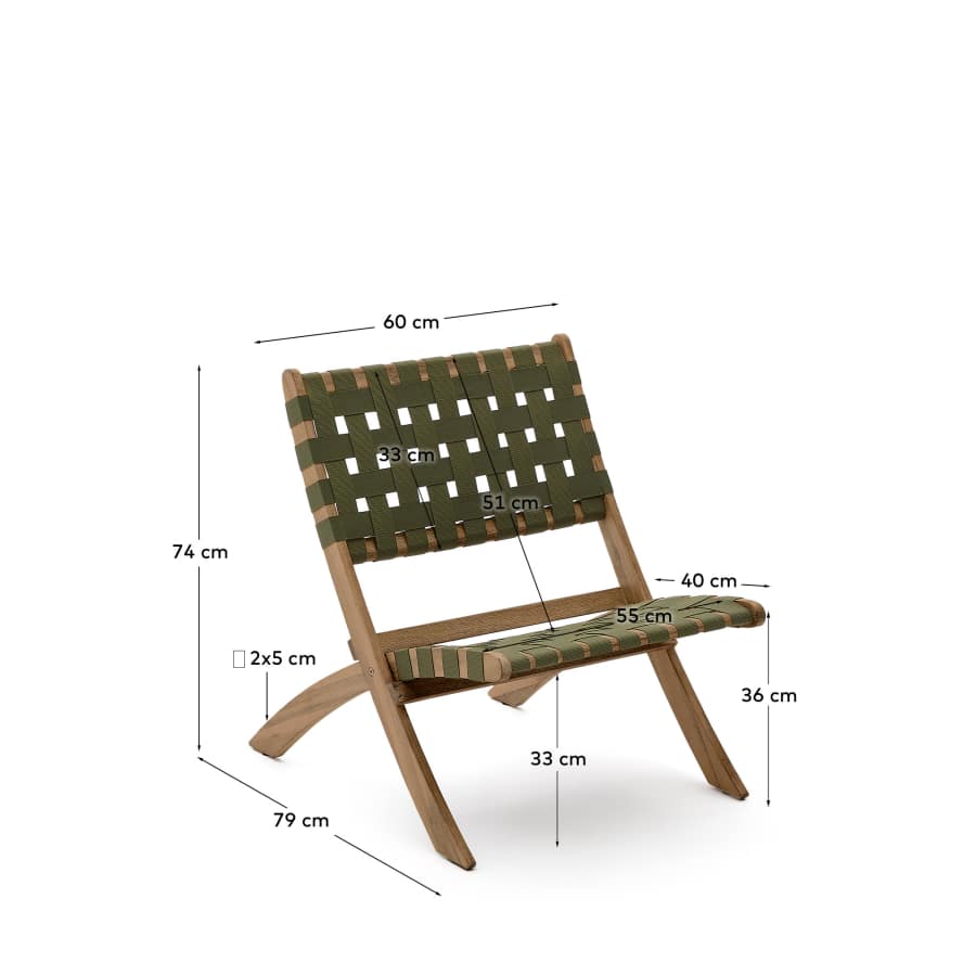 FSC 100% green cord and solid acacia wood Chabeli folding chair