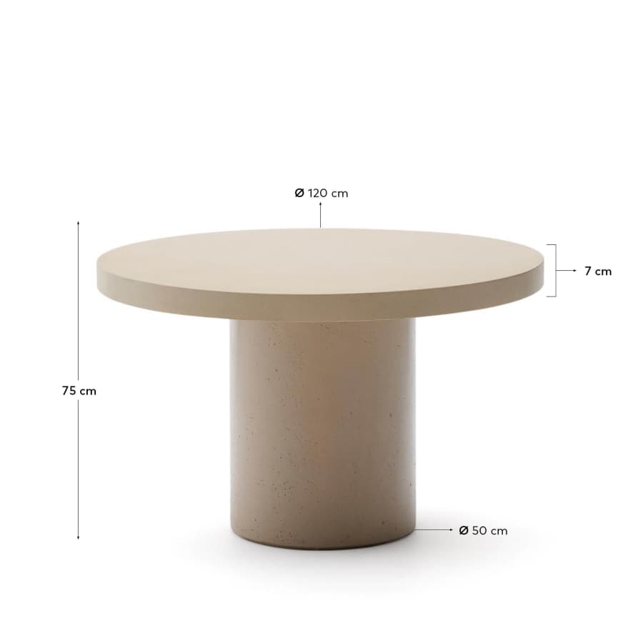 Table ronde Aiguablava en ciment beige Ø 120 cm