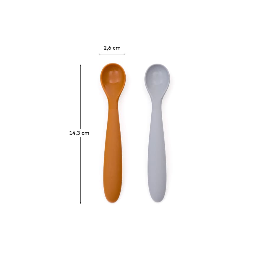 Lili set of two spoons in orange and blue silicone