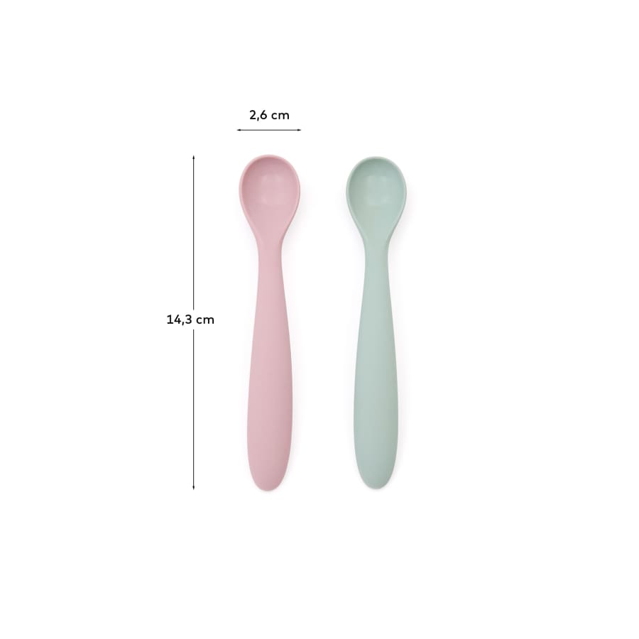 Lili set of two spoons in pink and turquoise silicone