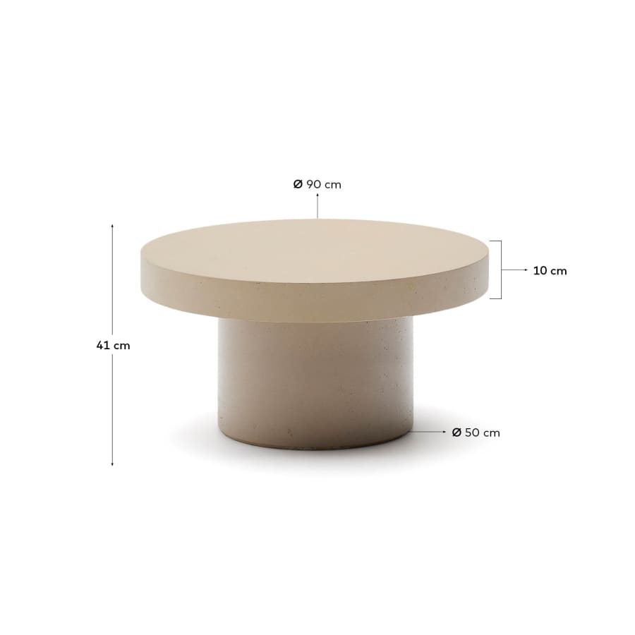 Couchtisch Aiguablava aus Zement in Beige Ø 90 cm