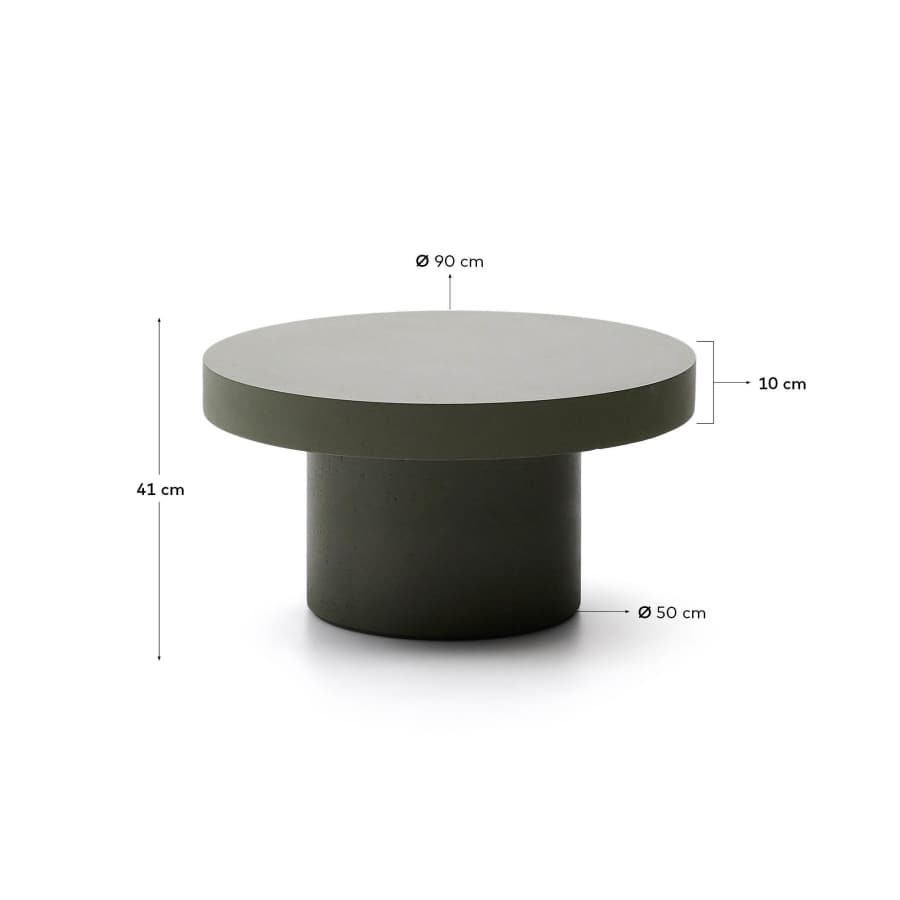 Aiguablava salontafel van cement in groen Ø 90 cm