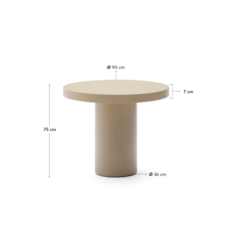 Runder Tisch Aiguablava aus Zement in Beige Ø 90 cm