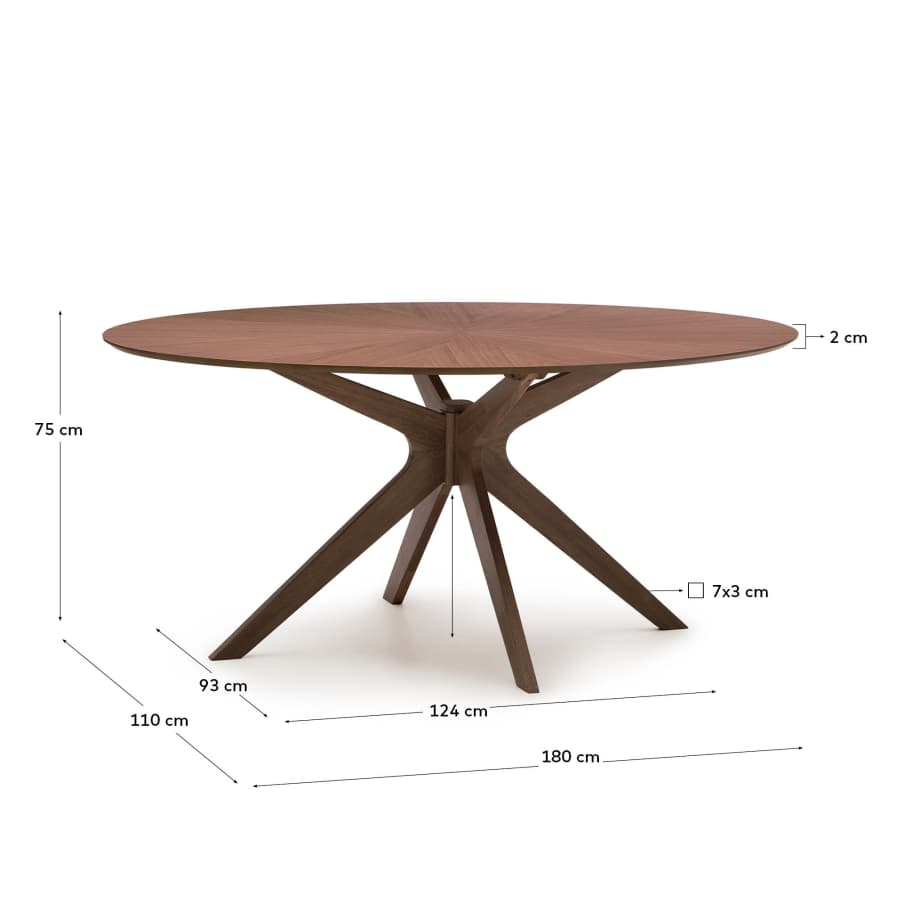Table Naanim en placage de noyer 180 x 110 cm