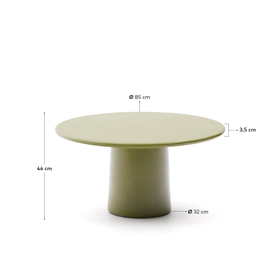 Albanella coffee table in cement with glossy green finish Ø85cm