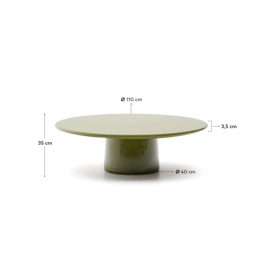 Albanella coffee table in cement with glossy green finish Ø110cm