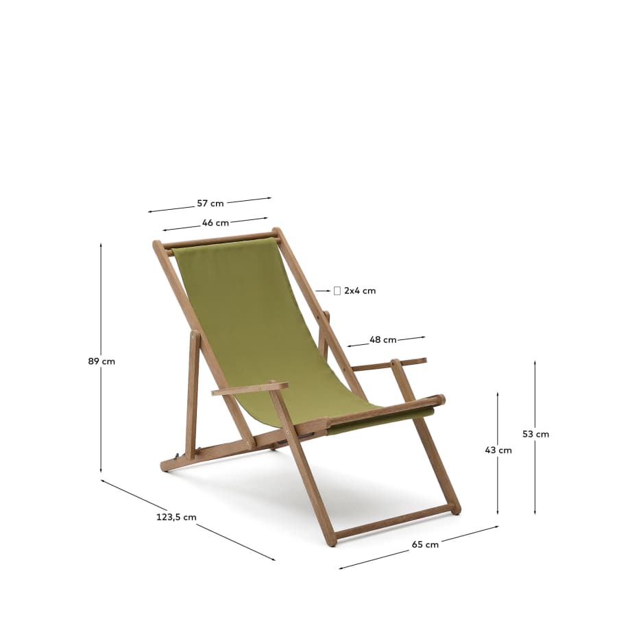 Vilara green outdoor folding deck chair made of FSC 100% solid acacia wood