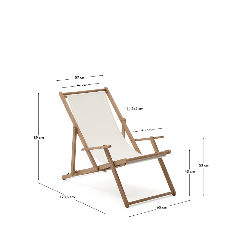 Vilara white outdoor folding deck chair made of FSC 100% solid acacia wood