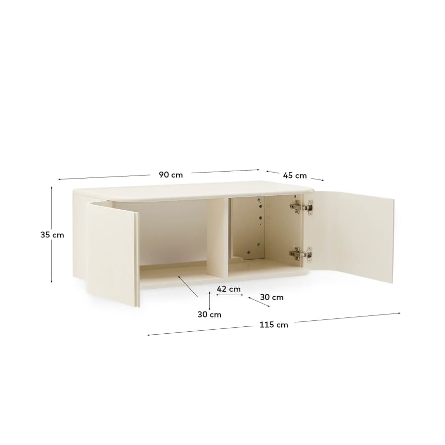 Salaya bathroom furniture in lacquered beige ash laminated plywood 90 x 45 cm