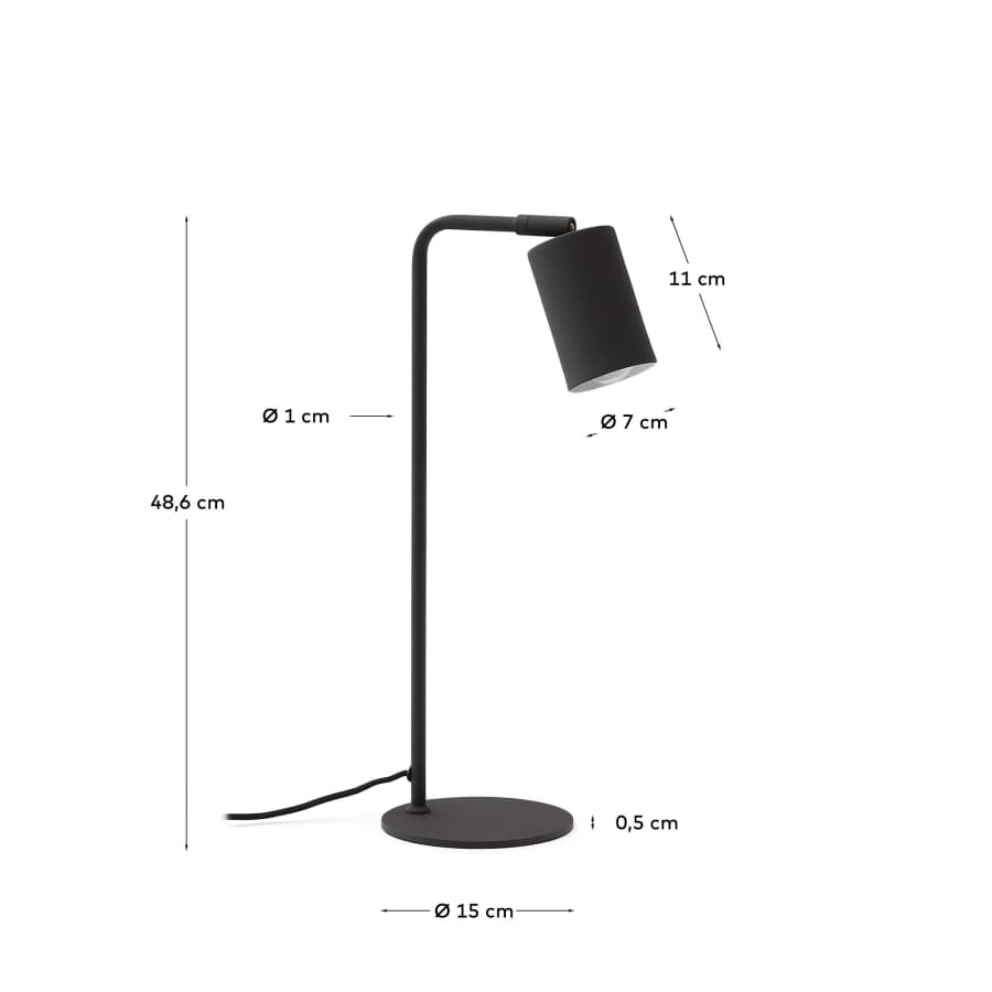 Lampe de bureau Manie en métal avec finition effet fonte gris foncé – Adaptateur UK