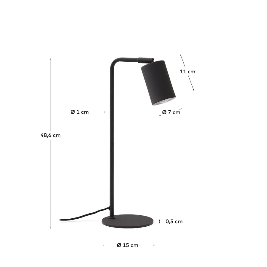 Lampe de bureau Manie en métal avec finition effet fonte noire