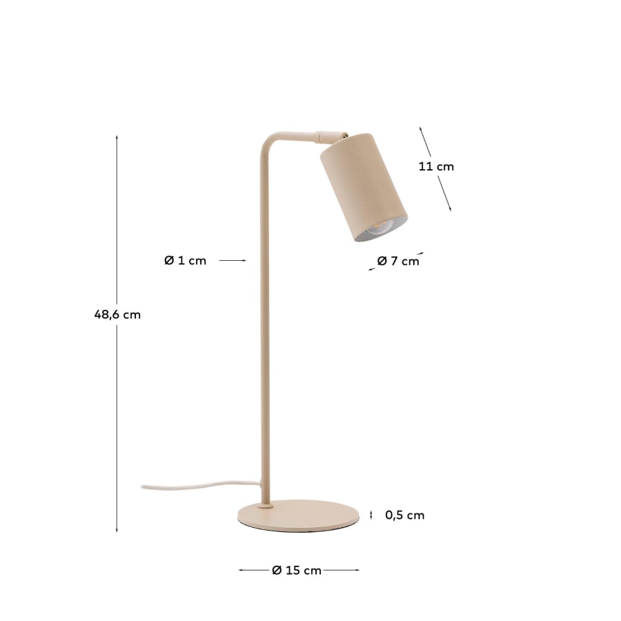 Manie metal desk lamp with beige textured finish
