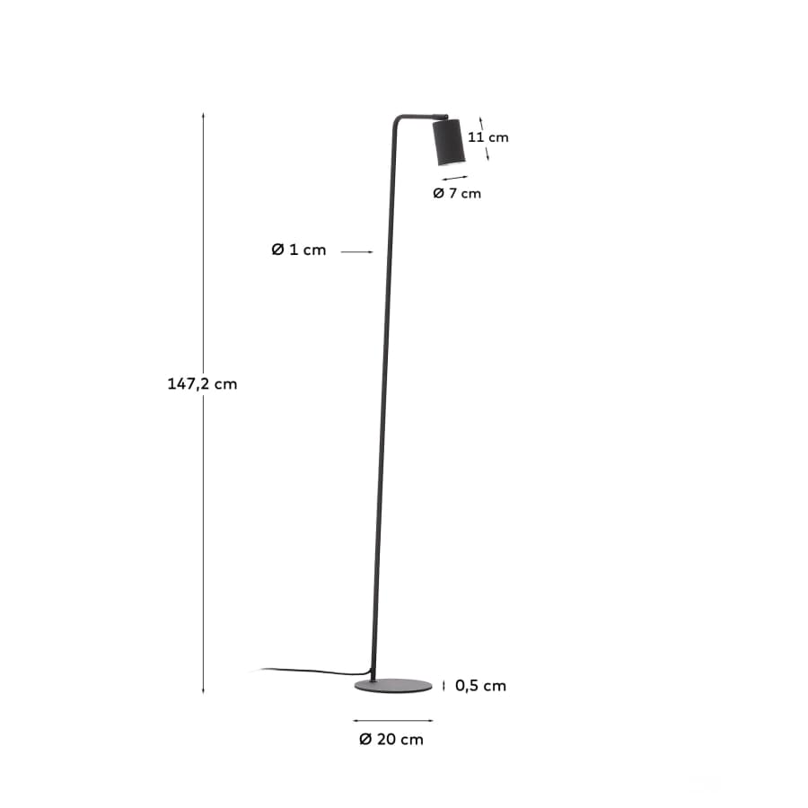 Lampadaire Manie en métal avec finition effet fonte gris foncé – Adaptateur UK