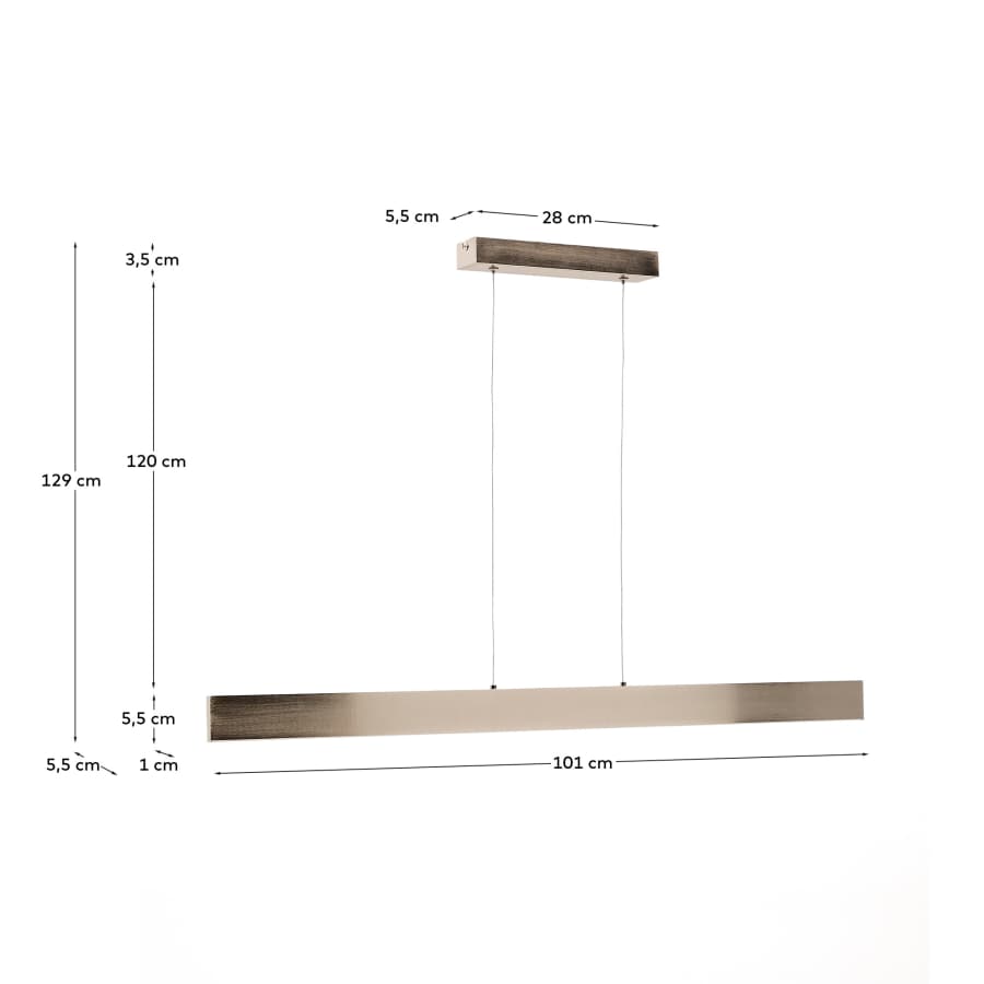 Pendelleuchte Boadella aus Aluminium mit gebürstetem, silberfarbenem Finish