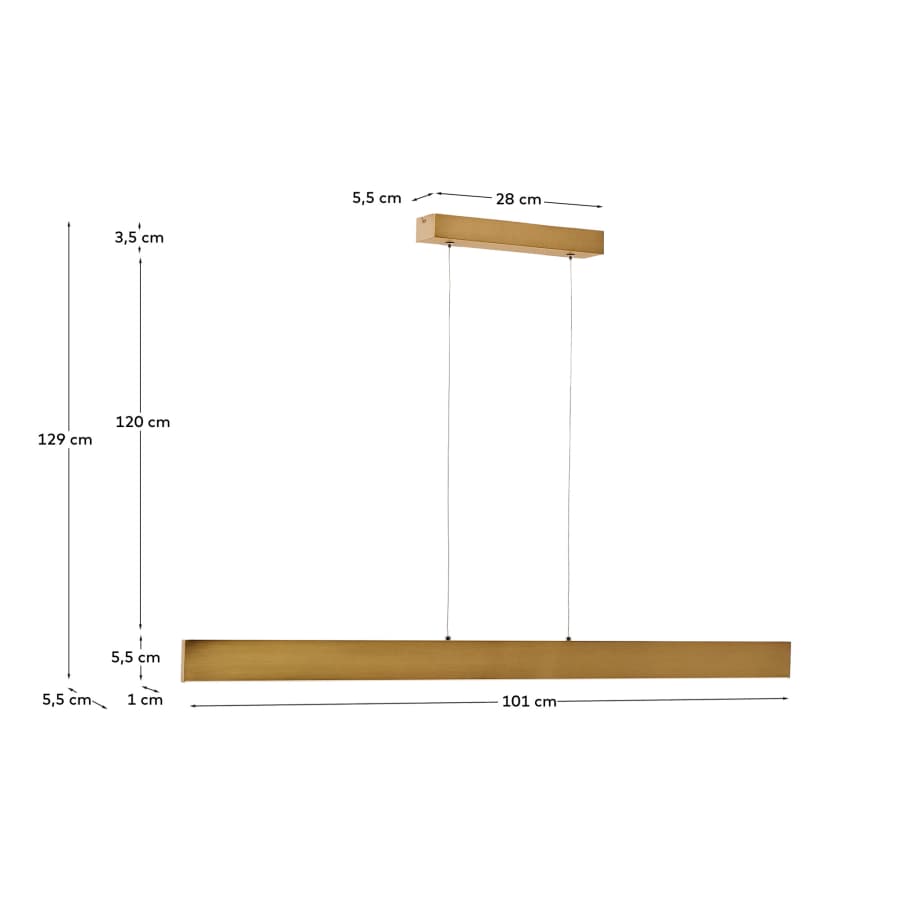 Boadella aluminium ceiling lamp with gold painted finish