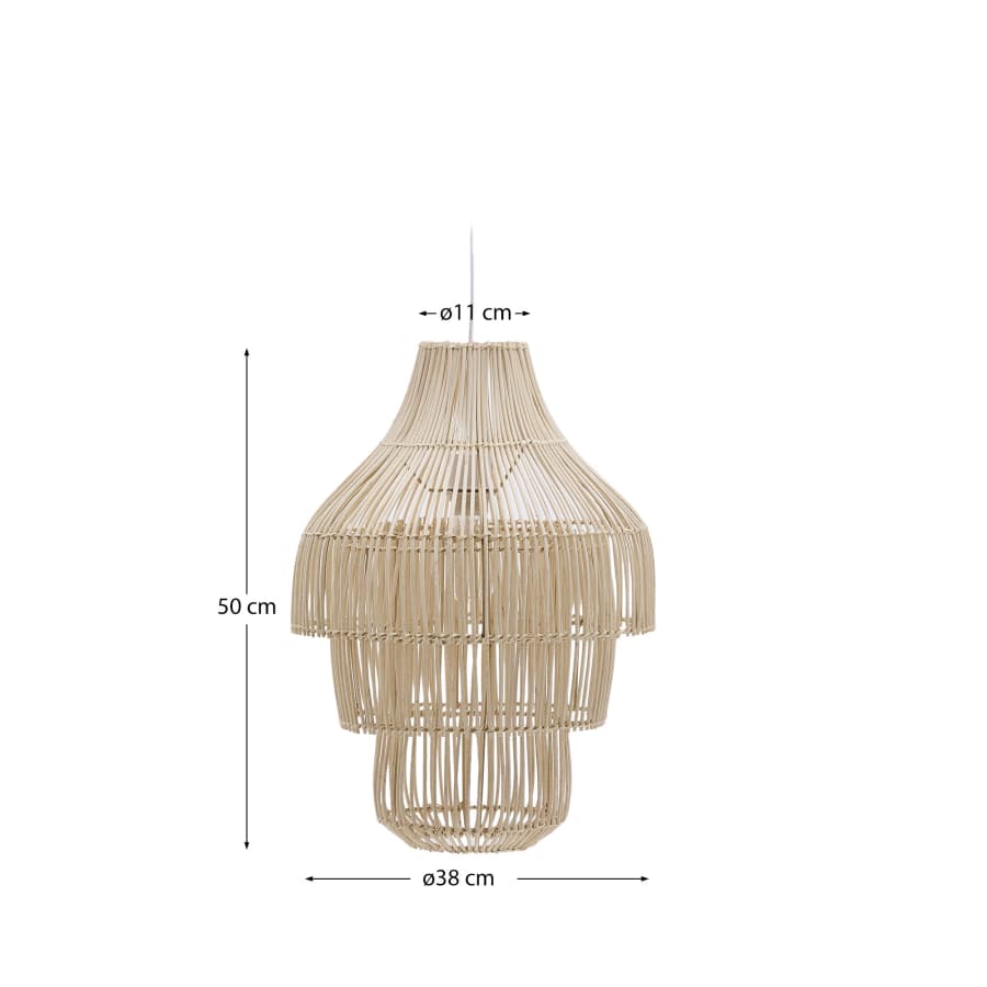 Janoa rattan ceiling lamp shade with light finish Ø38cm