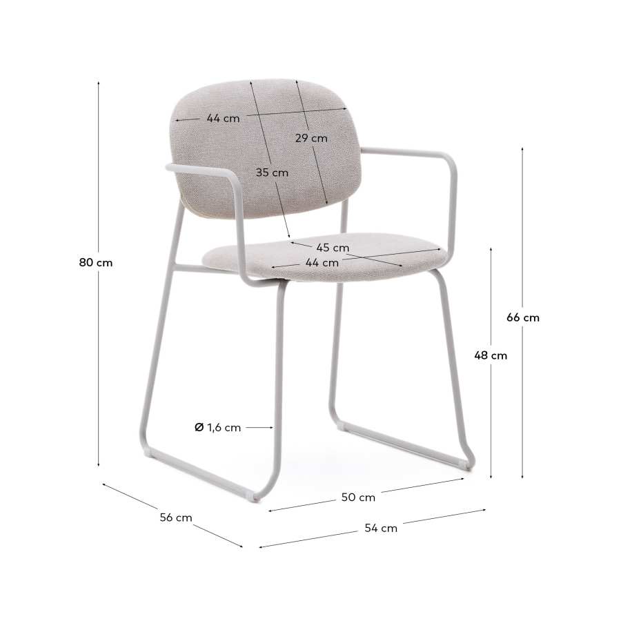 Stuhl Meli mit beiger Chenille und beigen Metallbeinen FSC Mix Credit