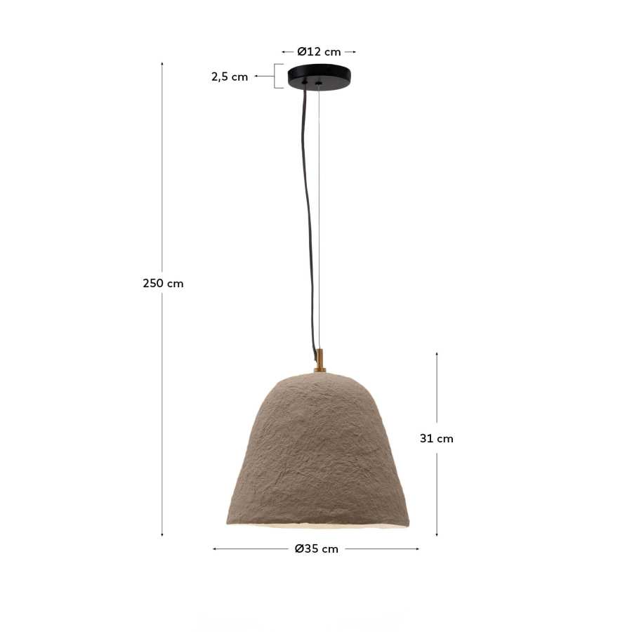 Lampada da soffitto Lisora in cartapesta marrone Ø 35 cm