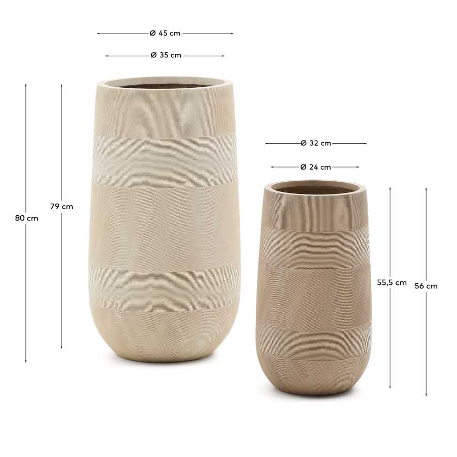 Tival beige cement-effect planter Ø 45 cm / Ø 32 cm