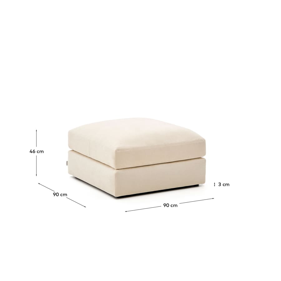 Alea ecru chenille footrest with removable cover 90 x 90cm