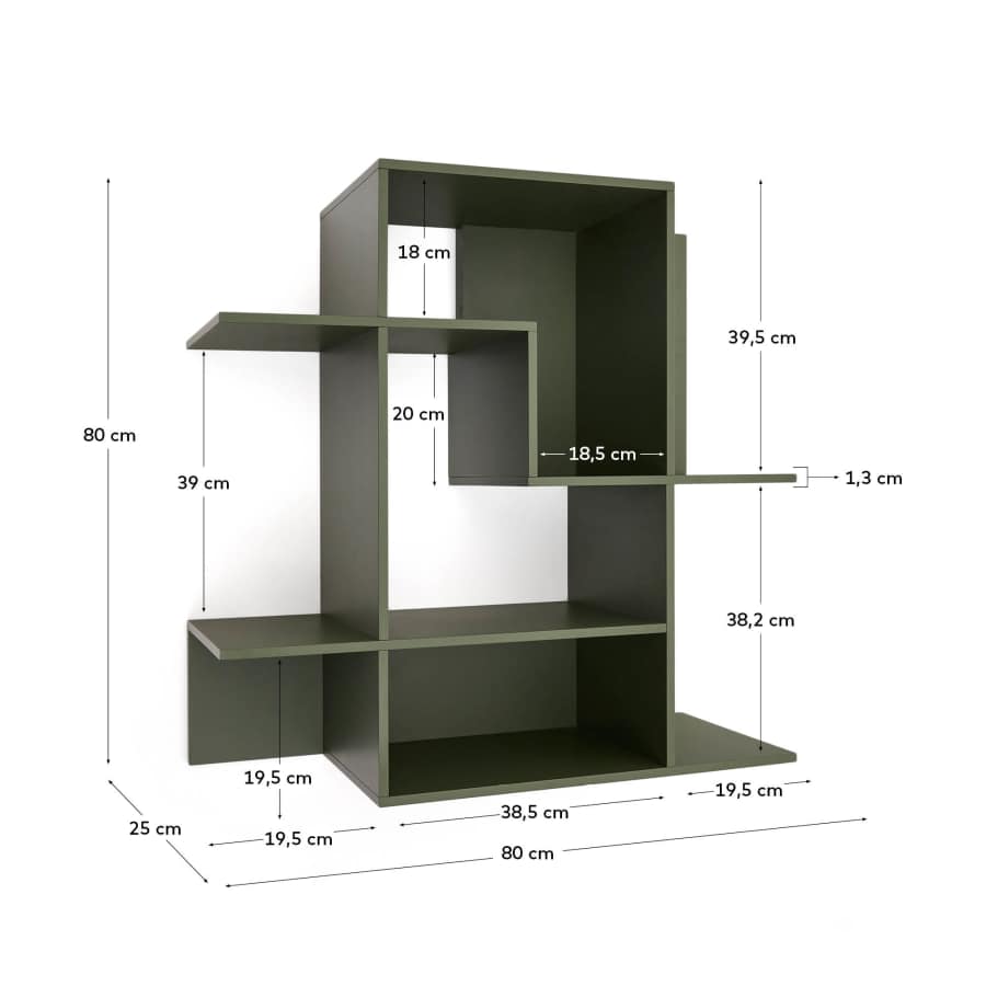 Ina modular shelving unit in green lacquered MDF 80 x 80cm FSC 100%