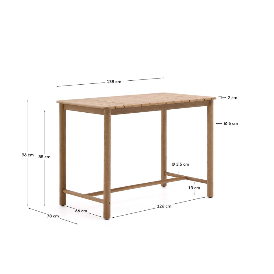 Sori table in FSC 100% solid acacia wood 135 x 78cm