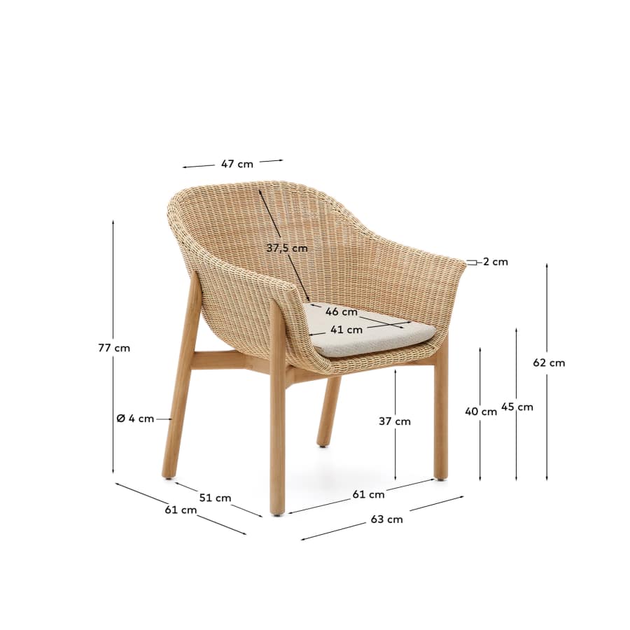 Galea chair in FSC 100% solid teak wood and synthetic rattan