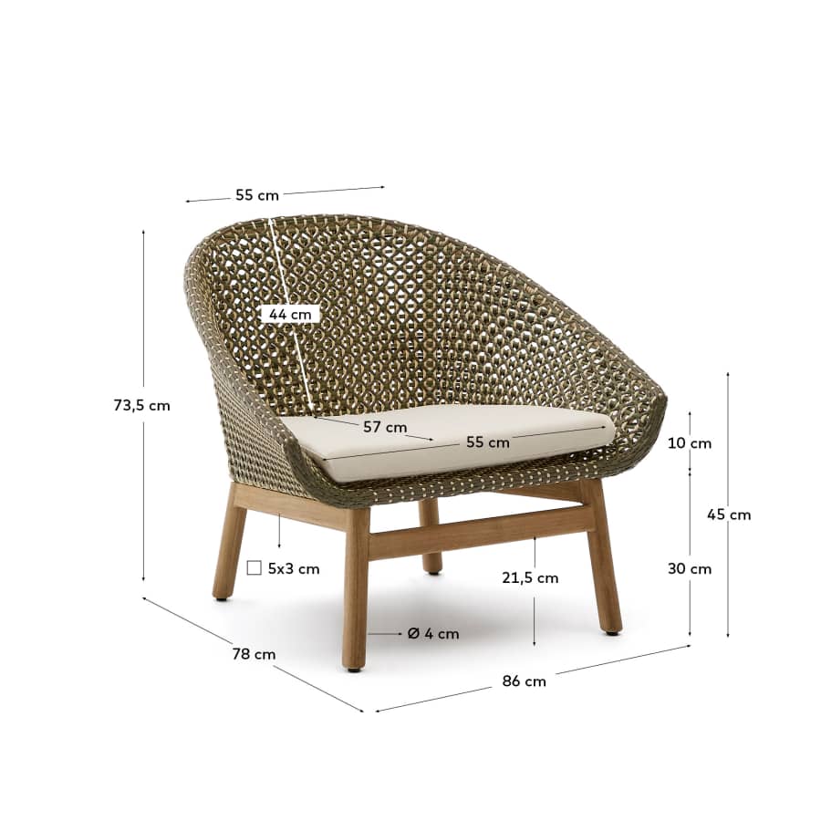 Olbia armchair made of synthetic rattan and FSC 100% solid teak wood