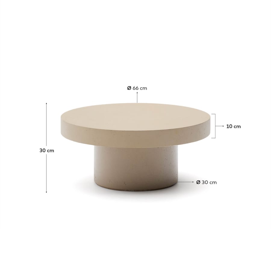 Couchtisch Aiguablava aus Zement in Beige Ø 66 cm
