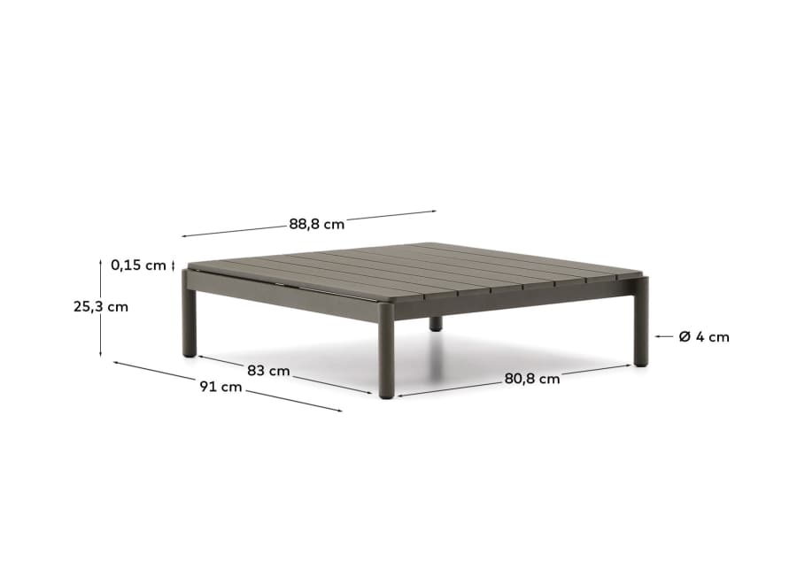 Sorells coffee table in green aluminum 89 x 91 cm