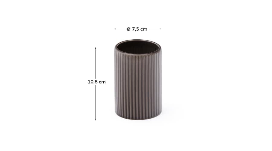 Selime brown stoneware toothbrush holder