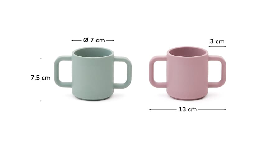 Lili set of two cups in pink and turquoise silicone