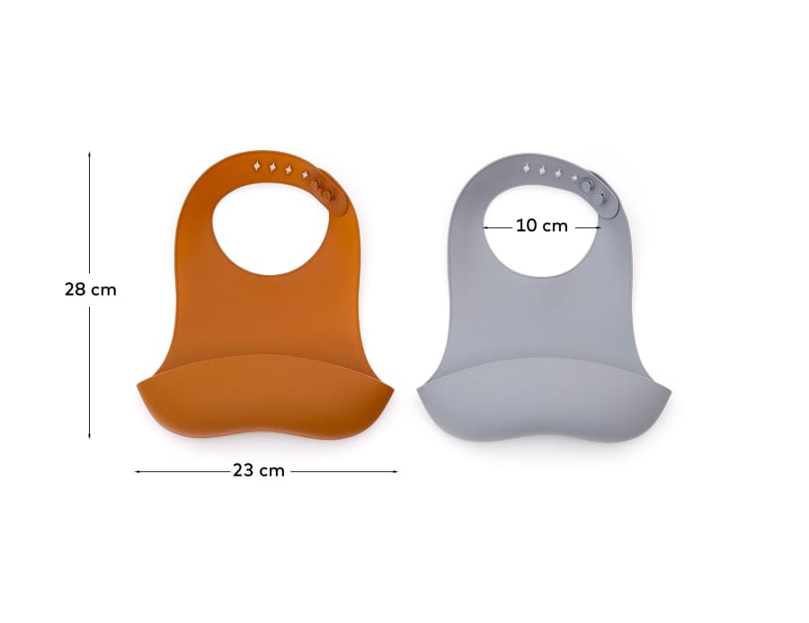 Lili set met 2 siliconen slabbetjes, oranje en blauw