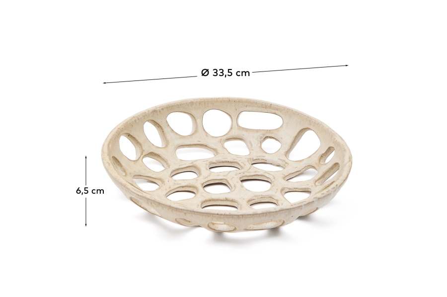 Portafrutta grande Zunel in ceramica beige
