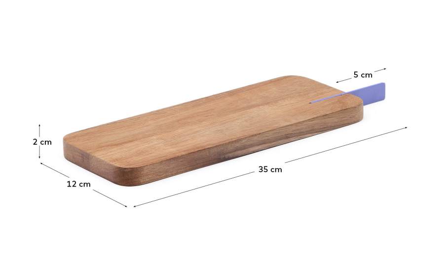 Zairin serving board in FSC 100% acacia wood and lilac metal