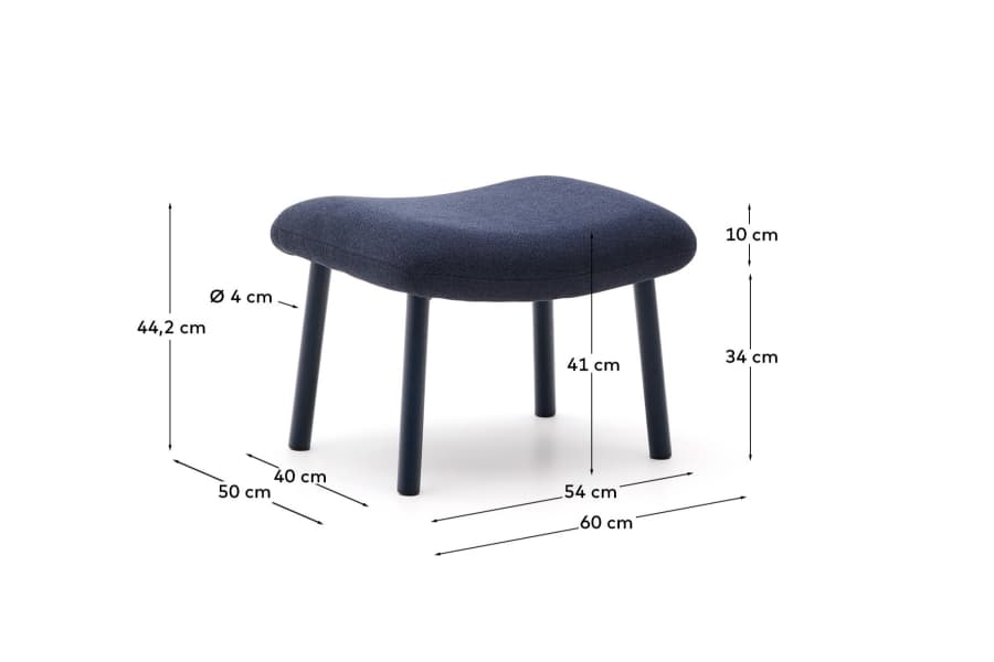 Inari footrest in blue and steel with a blue painted finish 60 x 50cm FSC Mix Credit