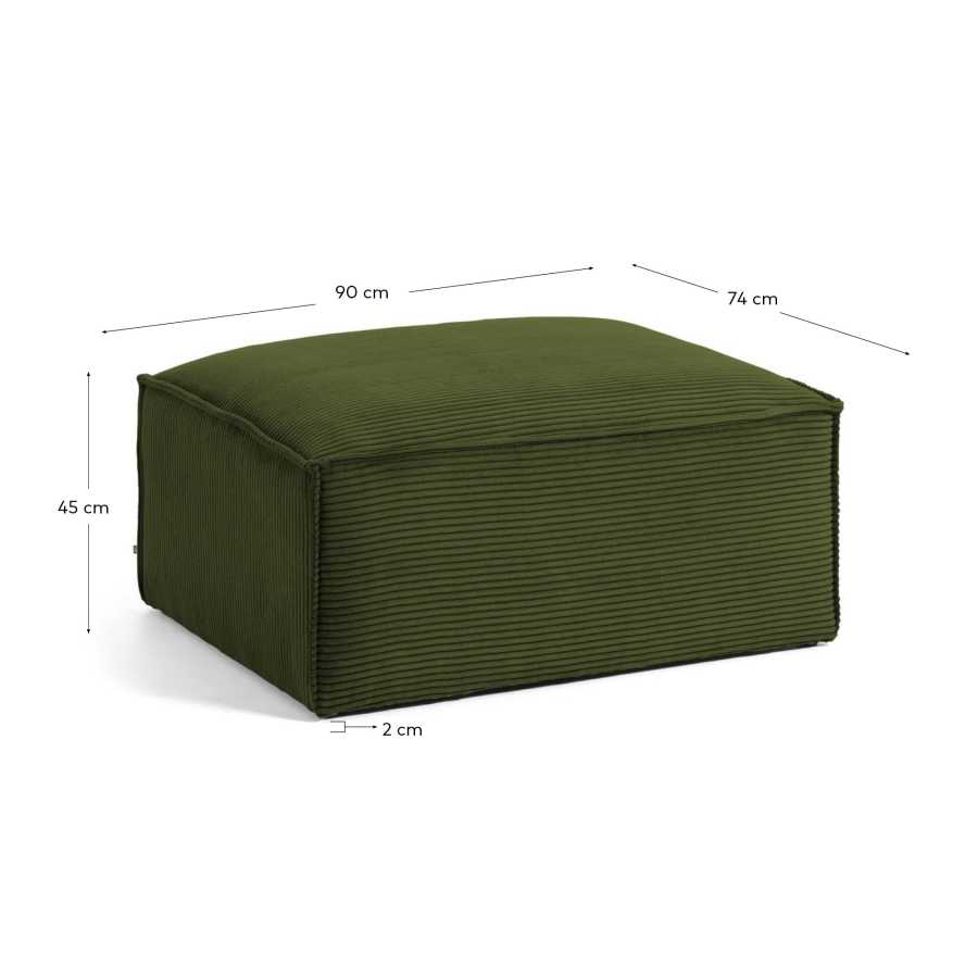Blok footrest thick in green corduroy 90 x 70 cm