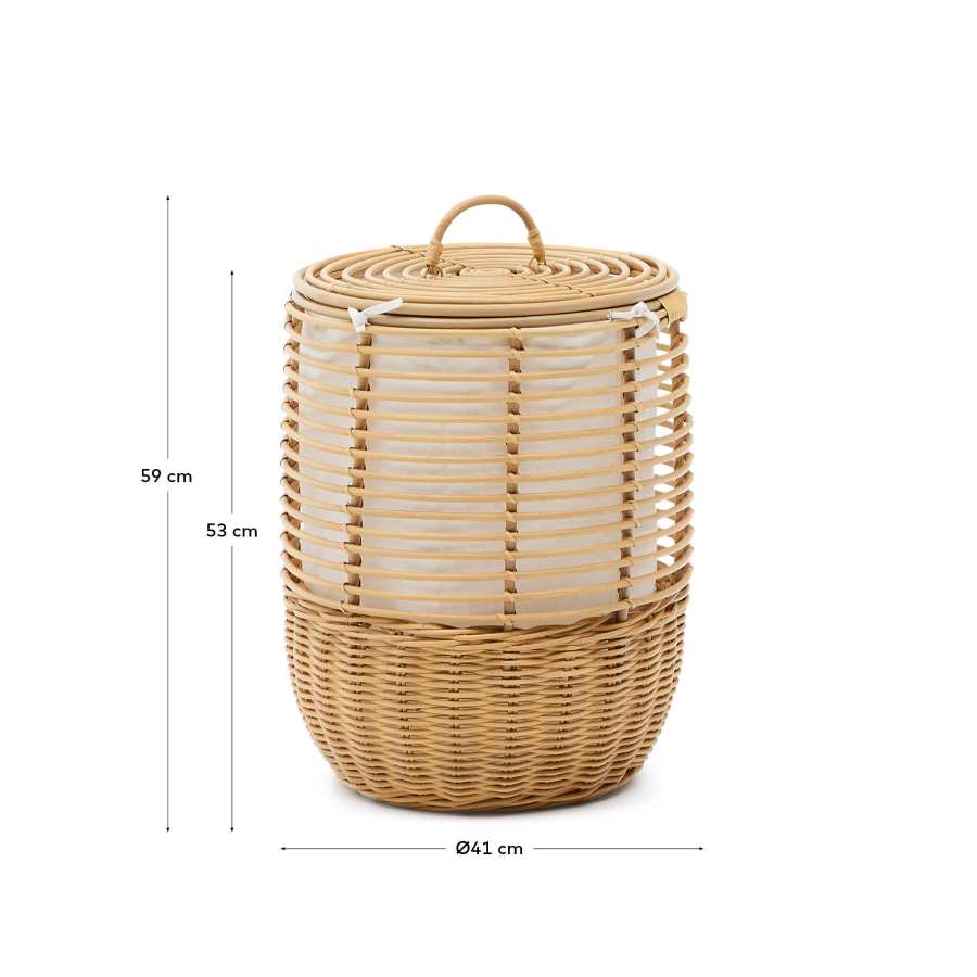 Cesto portabiancheria Liora in rattan 59 cm