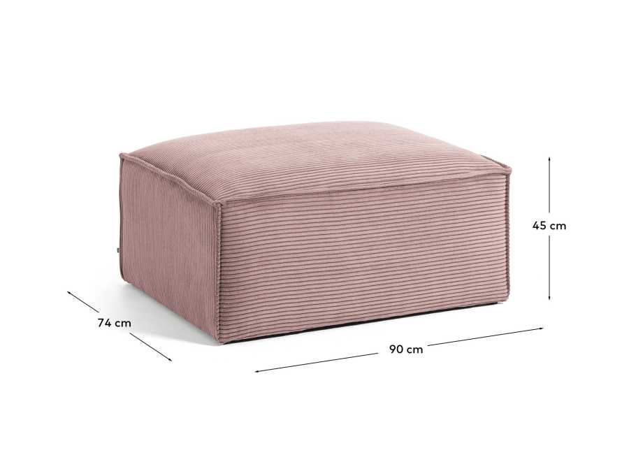 Repose-pieds Blok en velours côtelé épais rose 90 x 74 cm – Certifié FSC Mix Credit