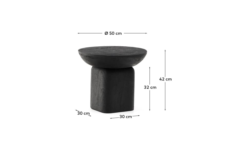 Ovak side table in solid acacia wood with black finish FSC 100% Ø50cm