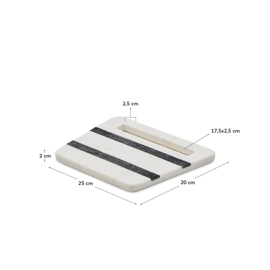 Nira square serving board in black and white marble
