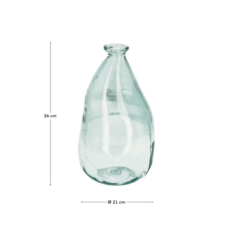 Brenna vase in 100% recycled transparent glass, 36 cm